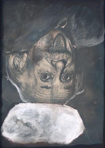 Einstein auf dem anderen, gesehen durch die Brille von G. Baselitz