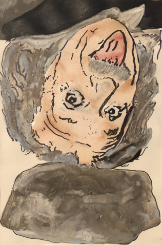 Einstein auf dem anderen, gesehen durch die Brille von Georg Baselitz